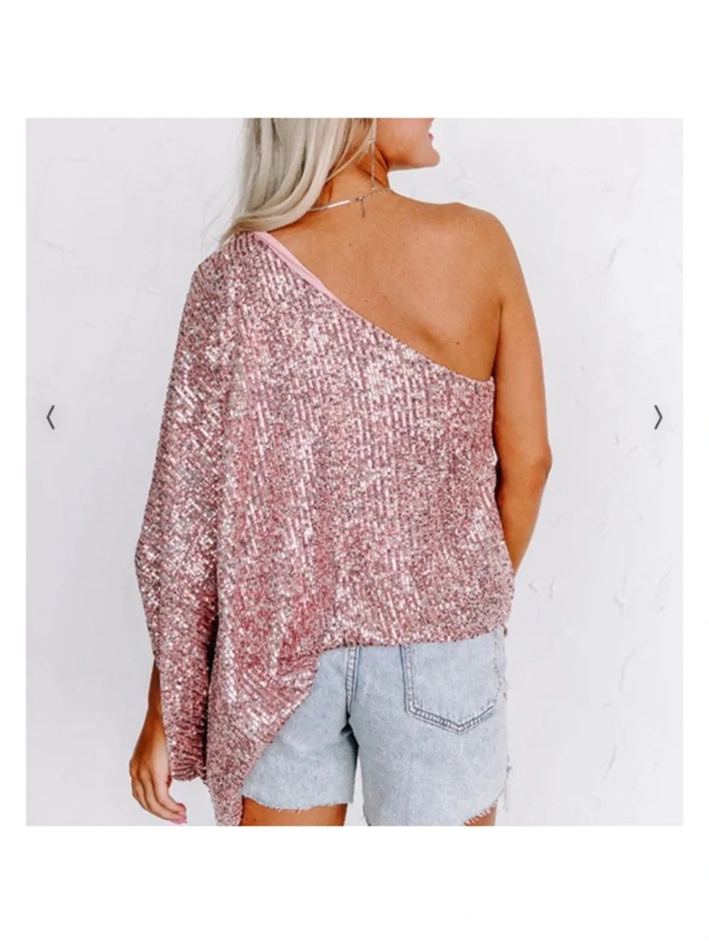 Merritt Caramela asymmetrical pink sequins plus size top 3X - Picture 3 of 9